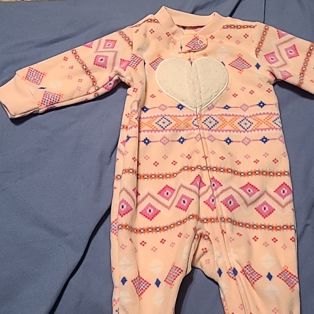 Carters girls 3 month 2 way zip and snap closure NWT footie sleeper - Picture 7 of 10